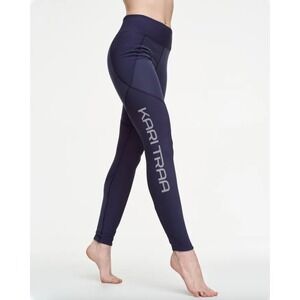 NWT Kari Traa Tirill Tights XS Marin Blue High Rise Performance Gym Leggings